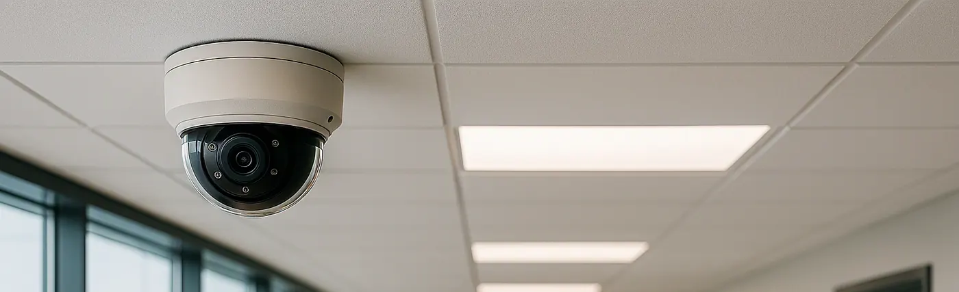 Security cameras mounted for outdoor surveillance